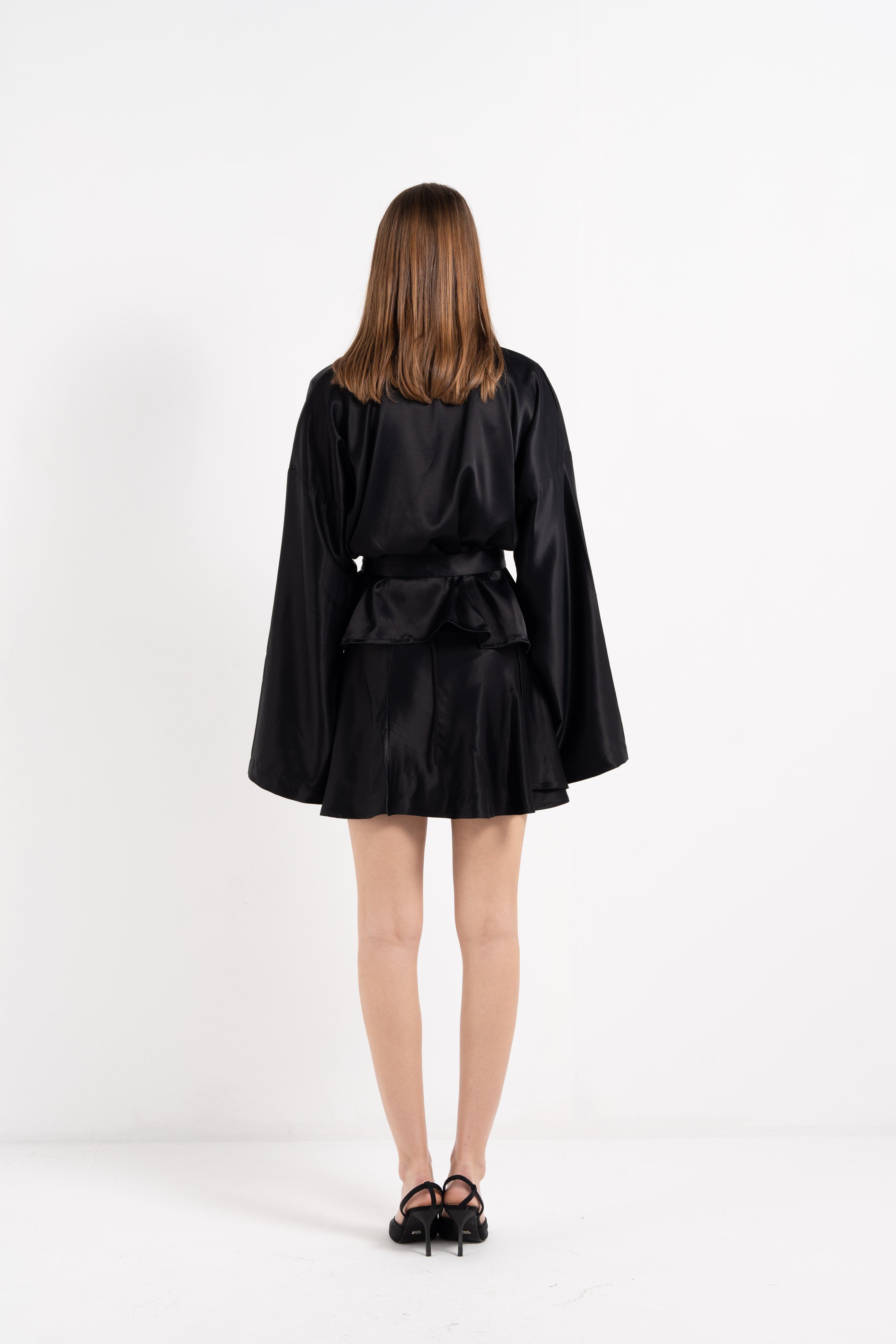 BLACK SATIN BALLERINA WRAP SKIRT image 3
