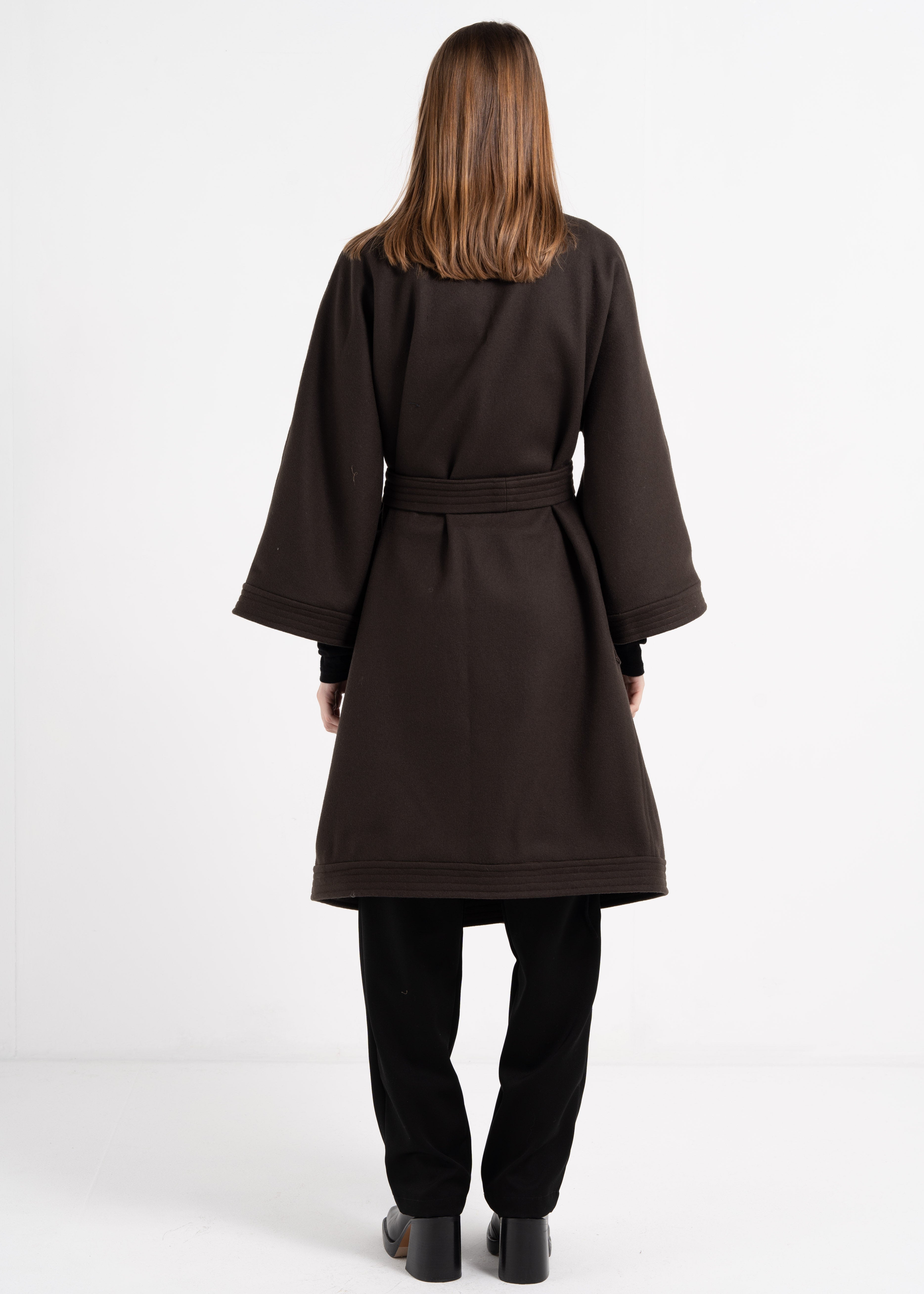 BLACK KIMONO COAT image 8