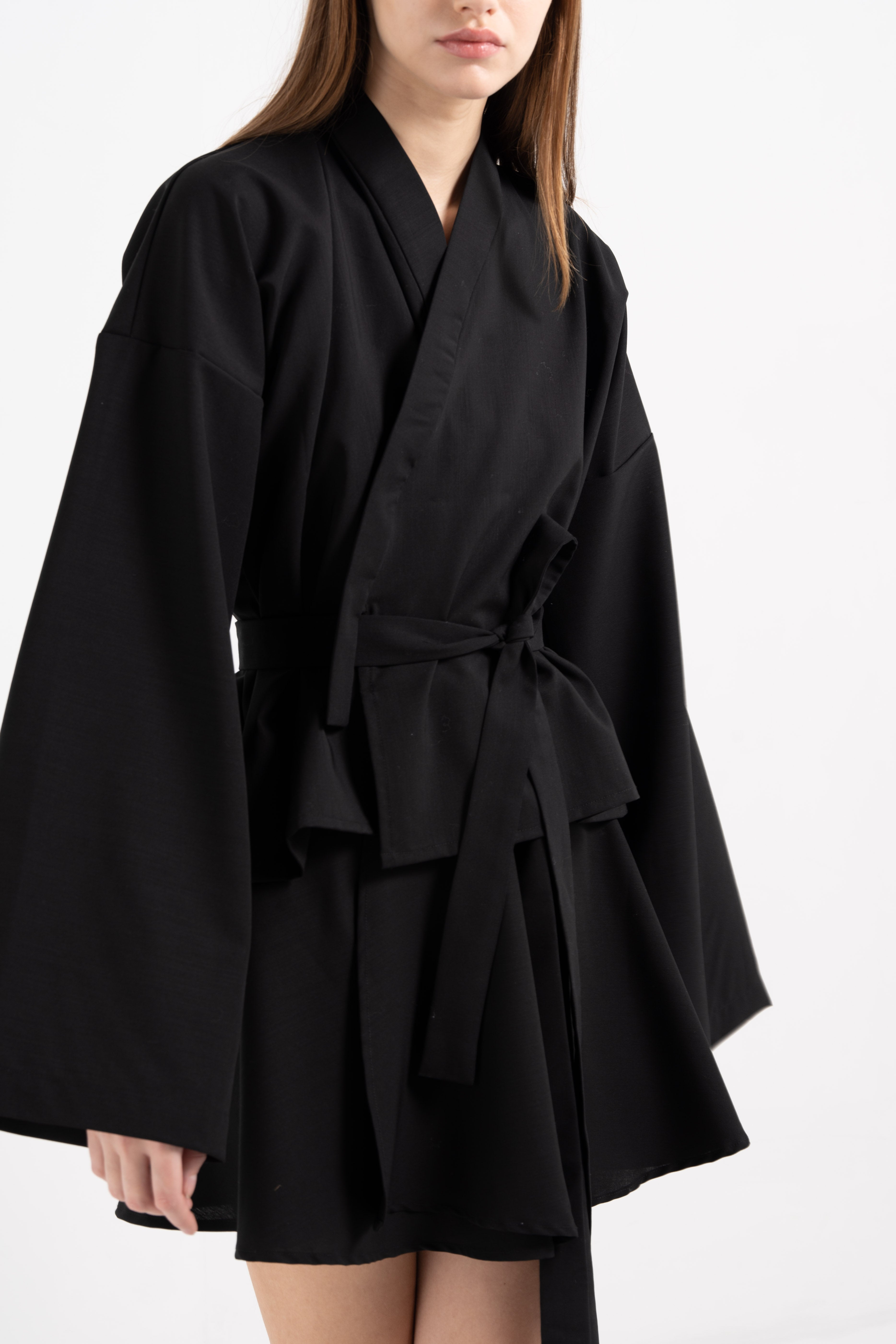 BLACK WOOL KIMONO image 1