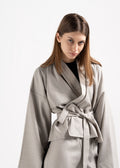 GREY STRIPED SILK KIMONO image 0