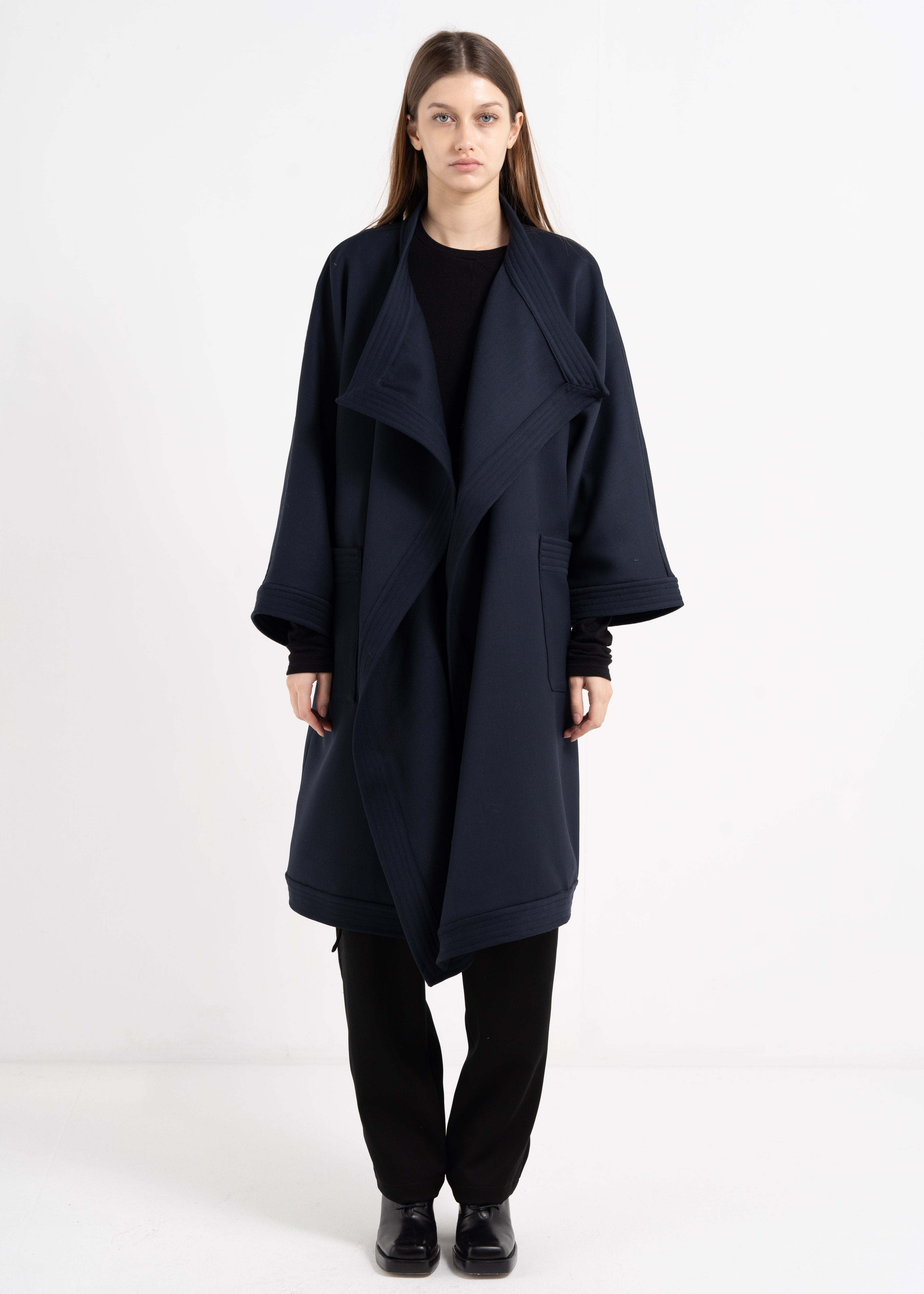 BLACK KIMONO COAT image 10