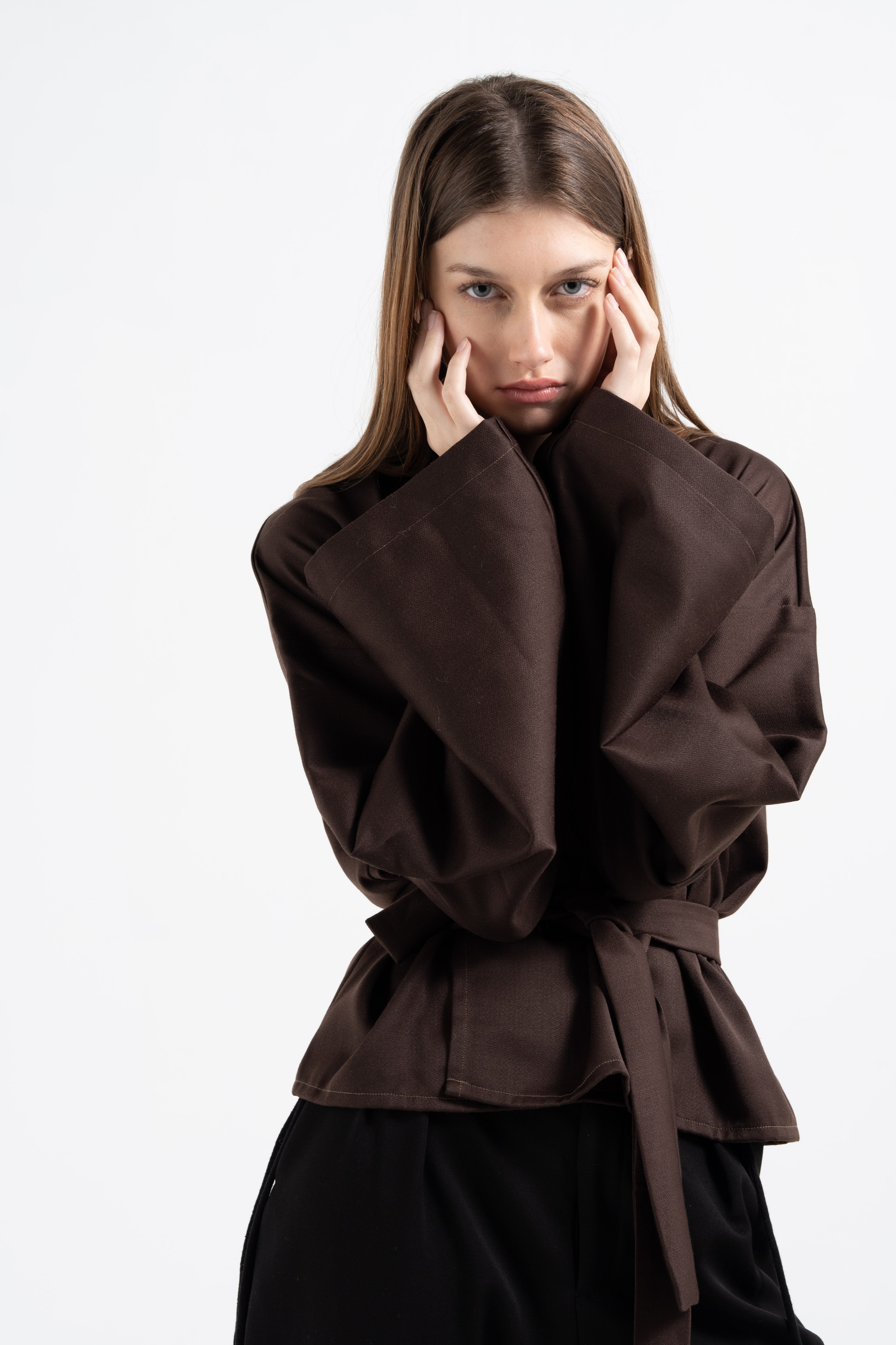 BROWN WOOL KIMONO image 1
