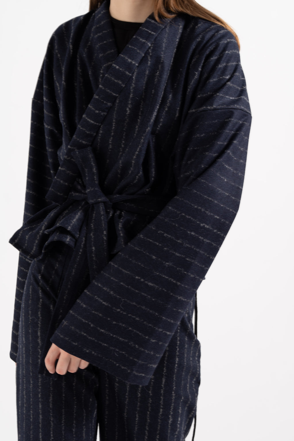 NIGHT BLUE STRIPED HIGH WAIST DARTED TROUSERS image 3