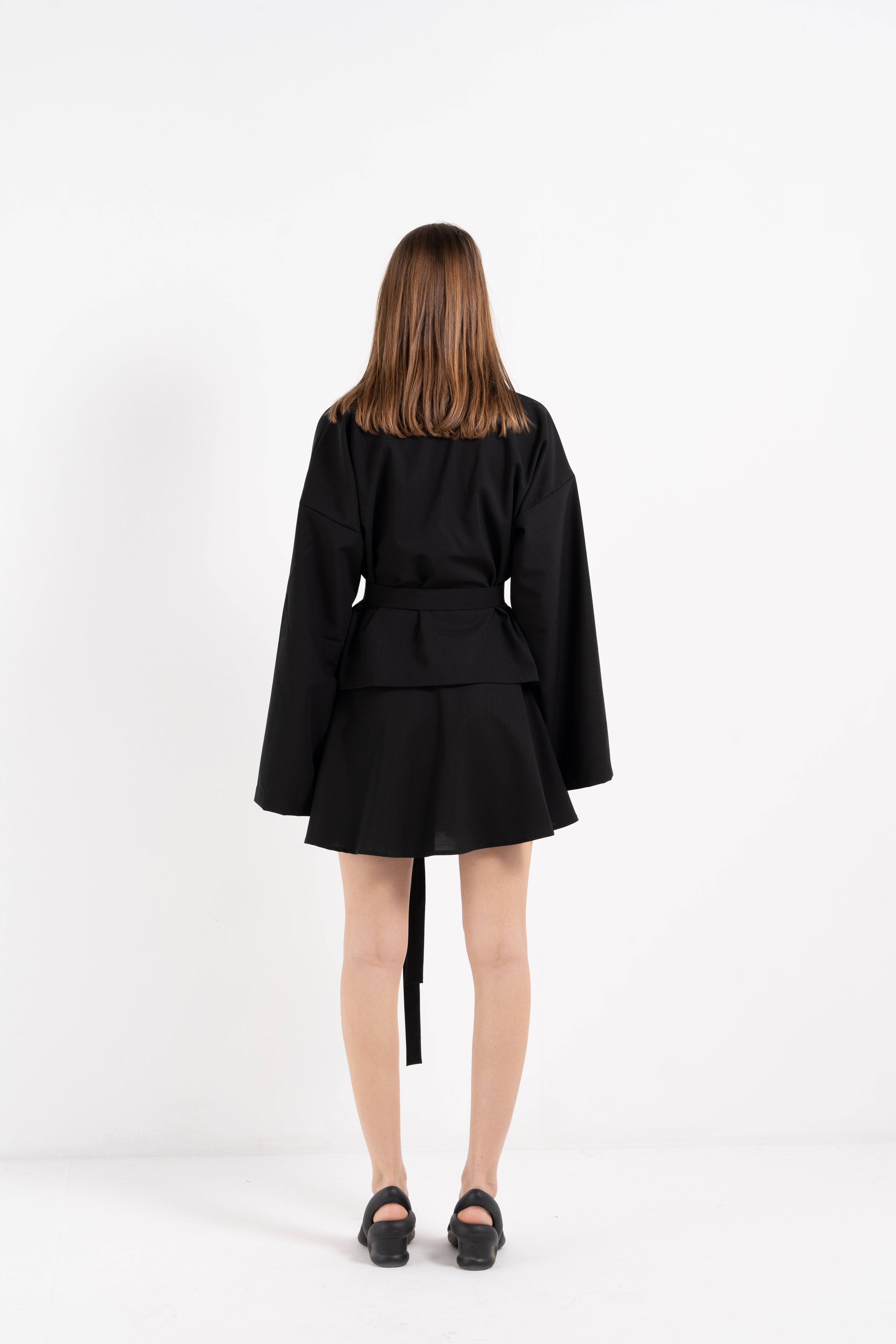 BLACK WOOL BALLERINA WRAP SKIRT image 2