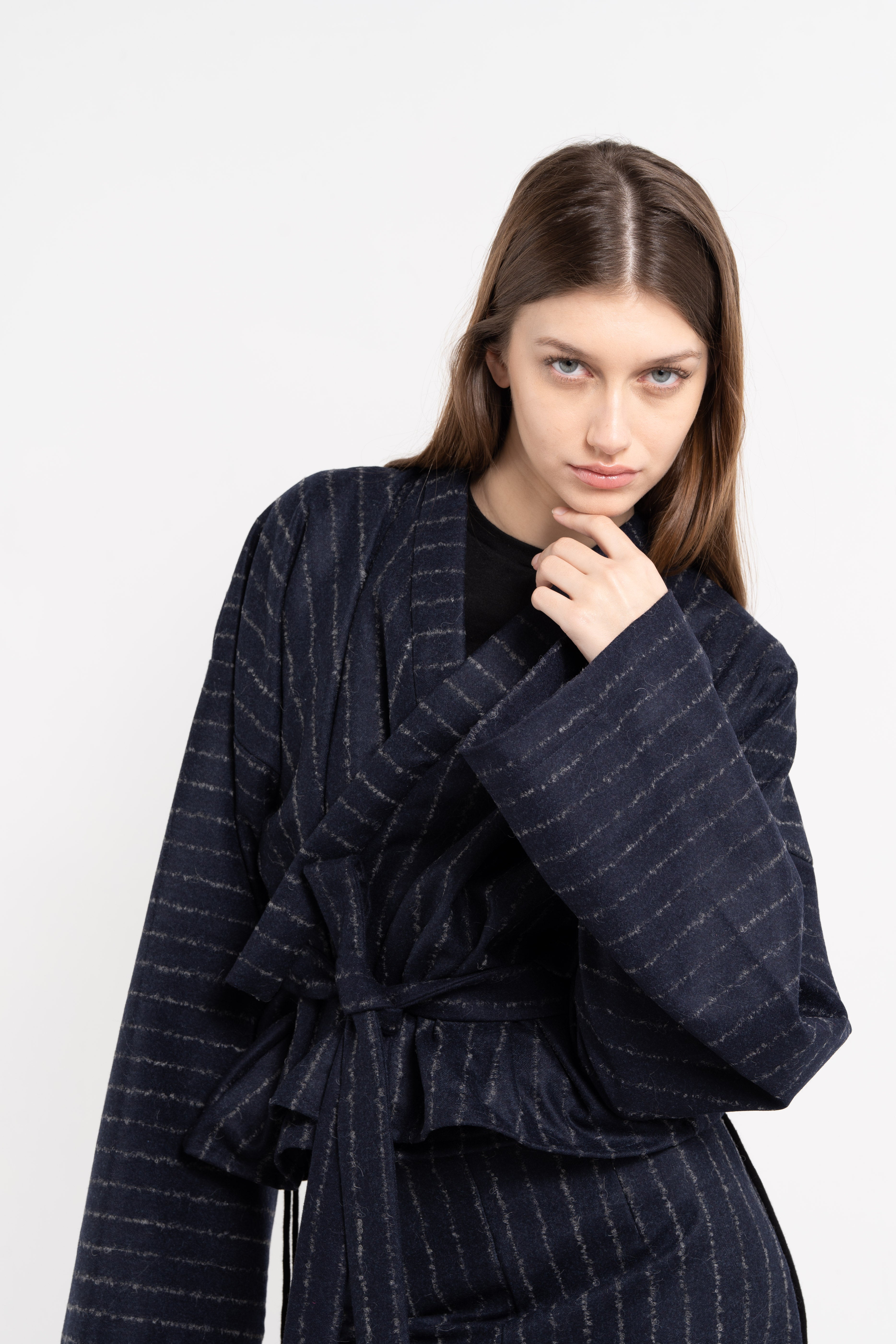 NIGHT BLUE STRIPED KIMONO image 0