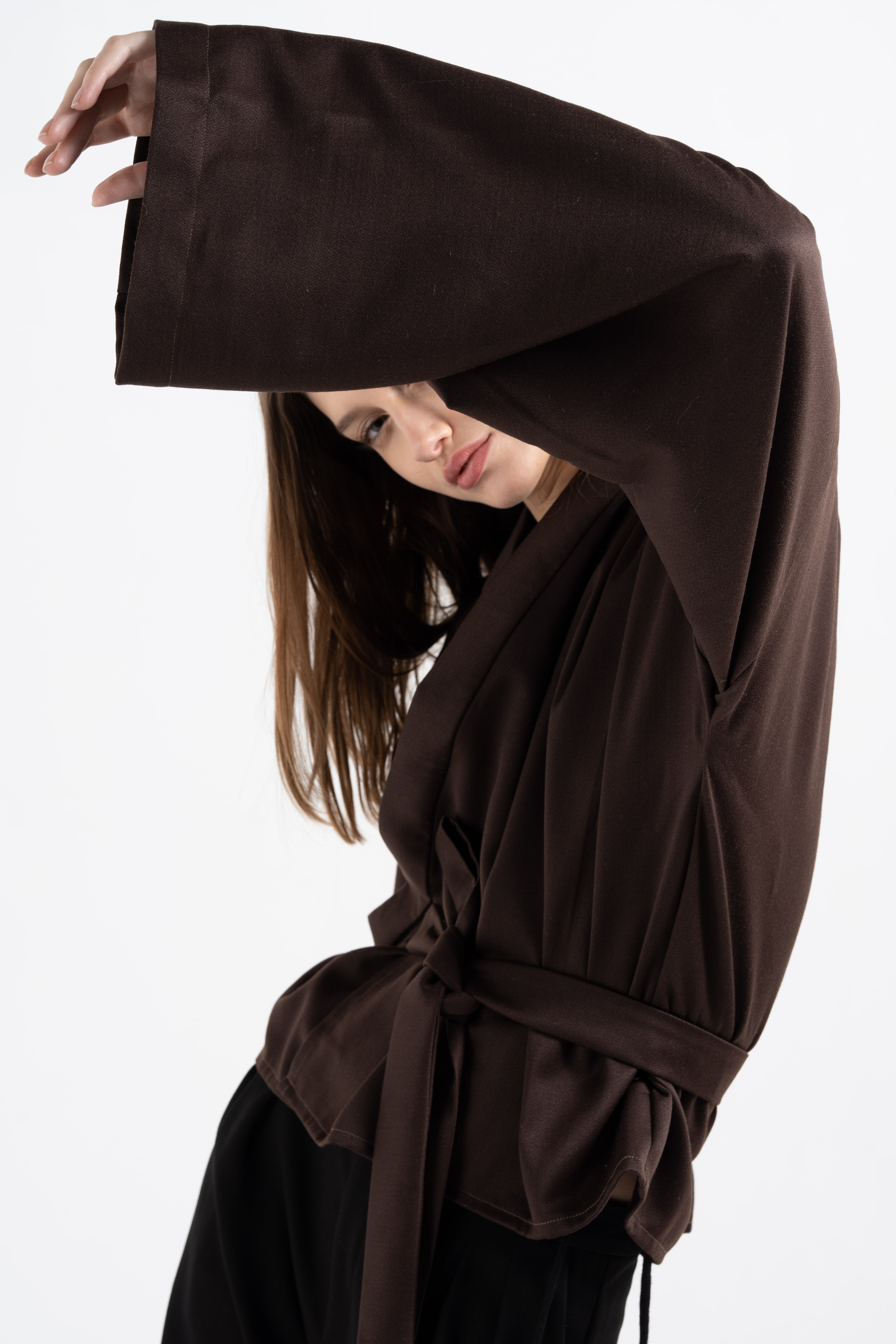 BROWN WOOL KIMONO image 3