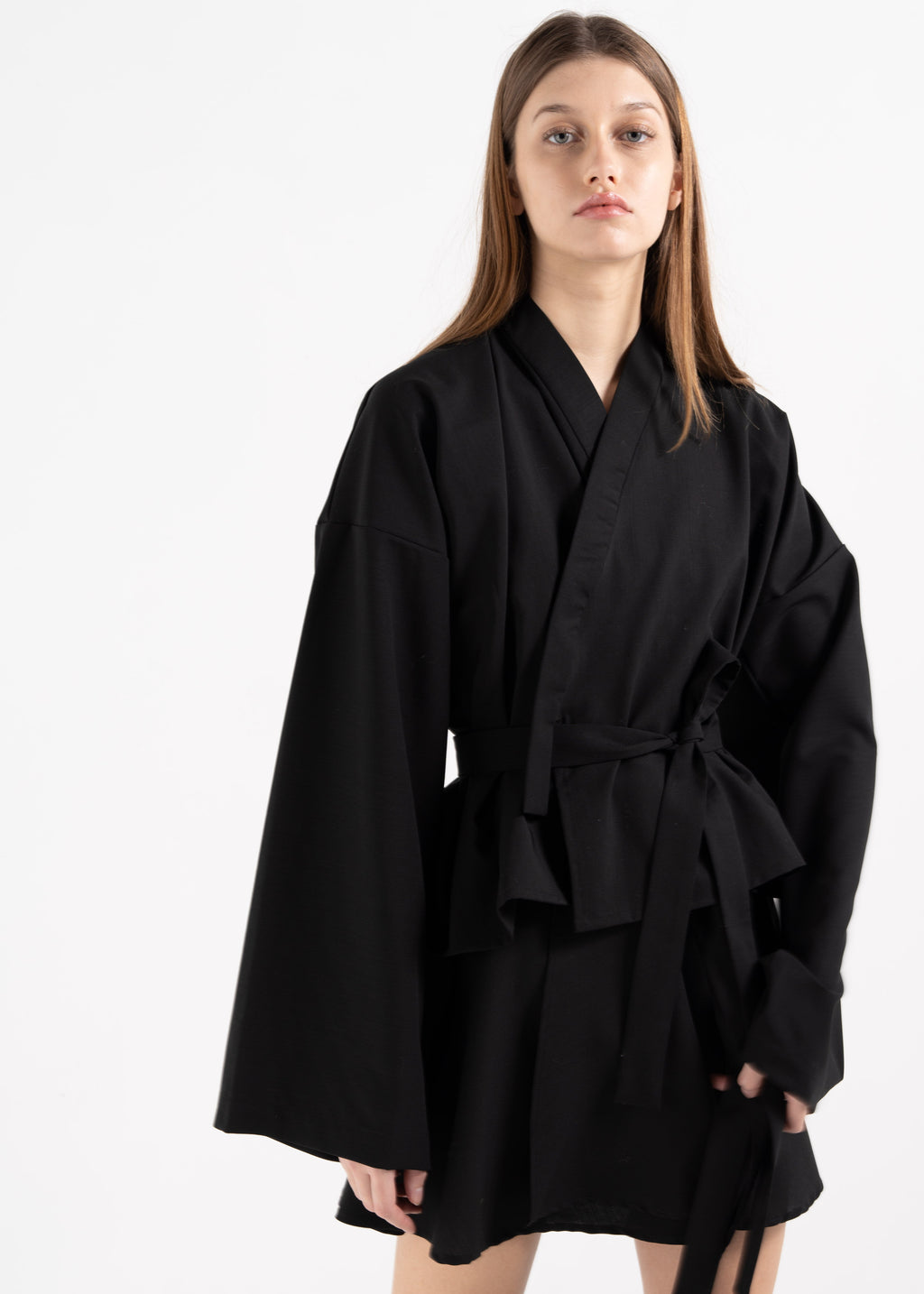 BLACK WOOL BALLERINA WRAP SKIRT image 0