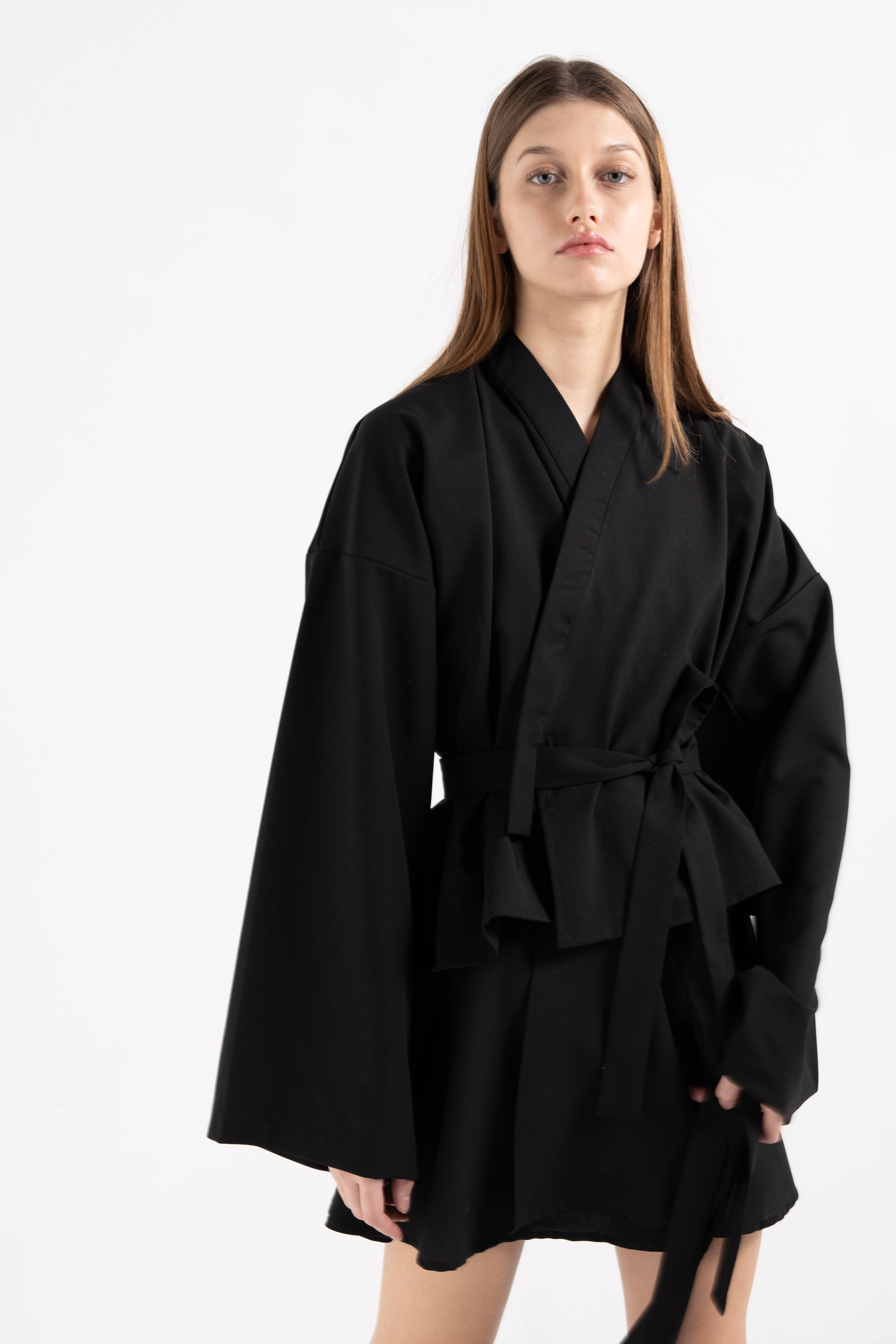 BLACK WOOL BALLERINA WRAP SKIRT image 0