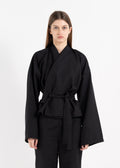 BLACK THICK WOOL KIMONO image 0