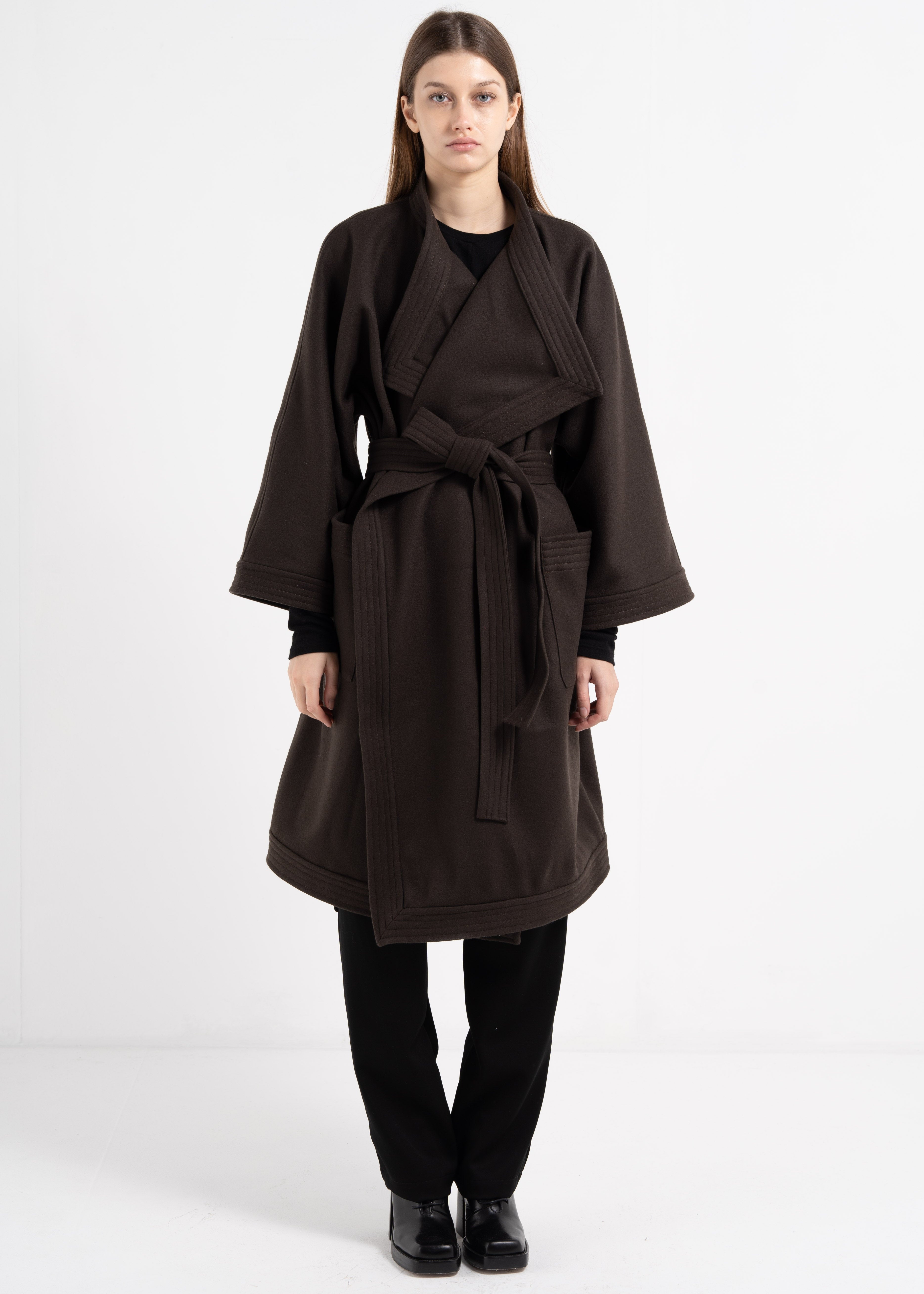 BLACK KIMONO COAT image 7