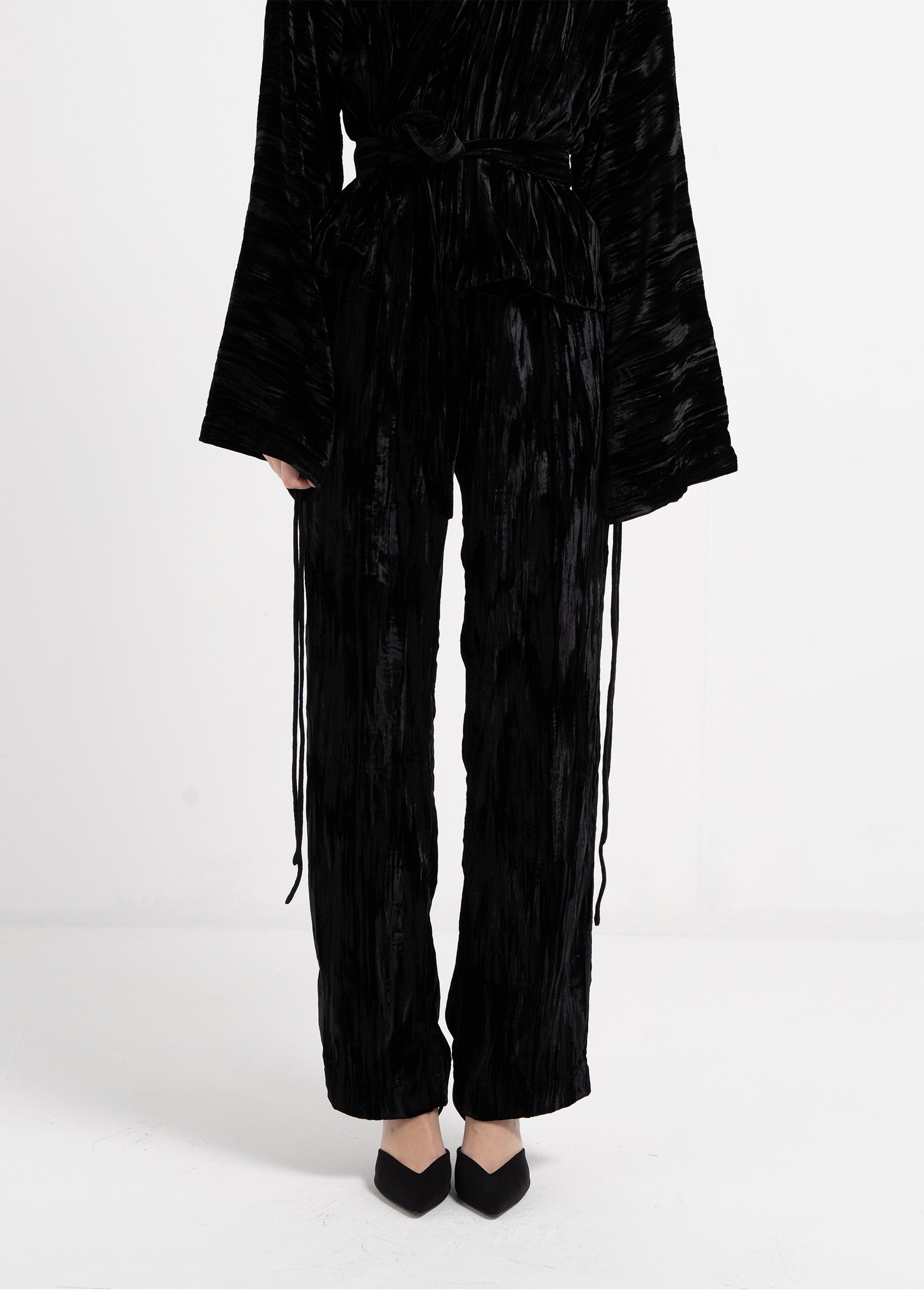 PANTALON EN VELOURS FRAPPÉ