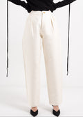 OFF-WHITE COTTON AND SILK HIGH WAIST PANTS WITH PLEATS image 0