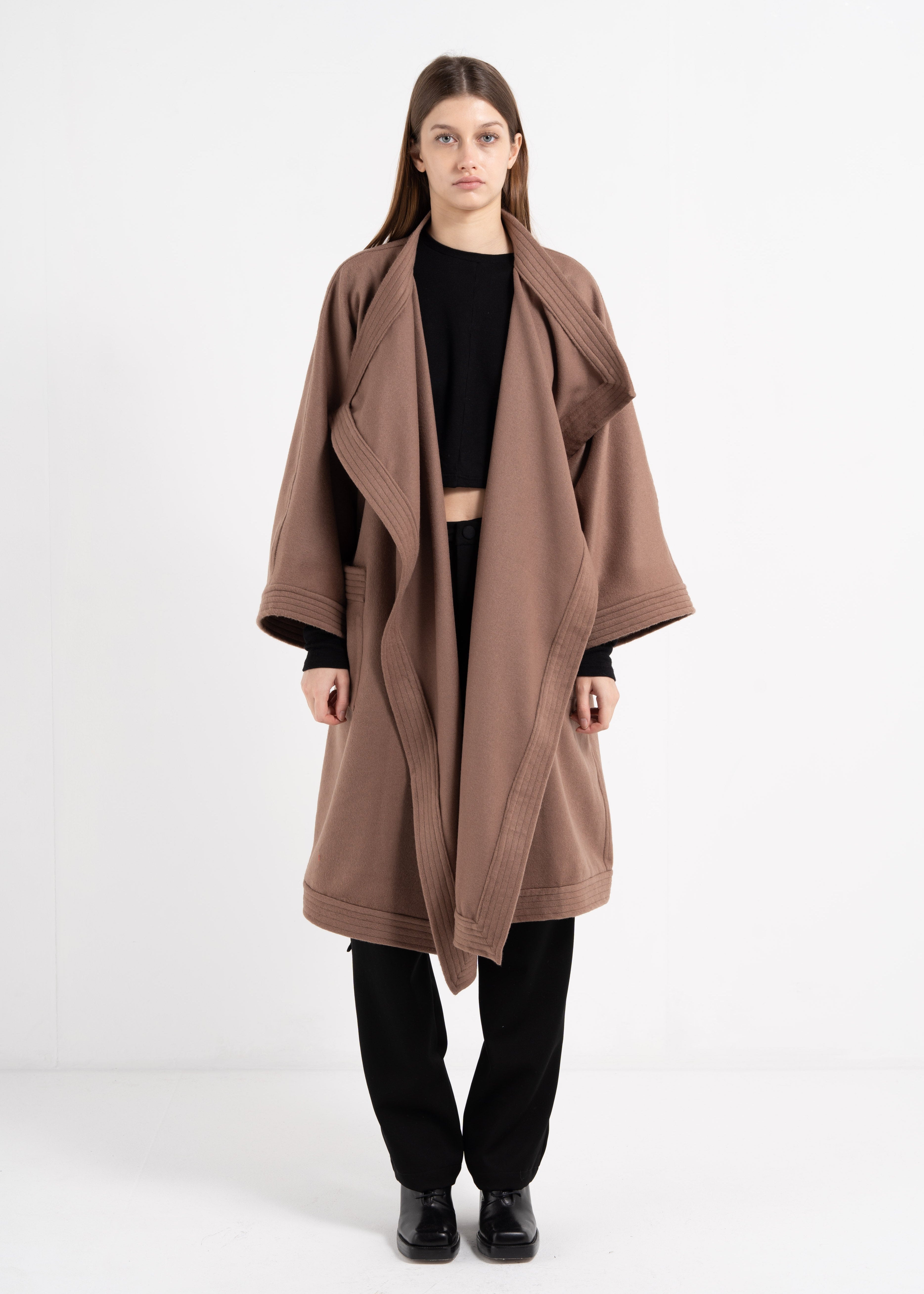 BLACK KIMONO COAT image 4