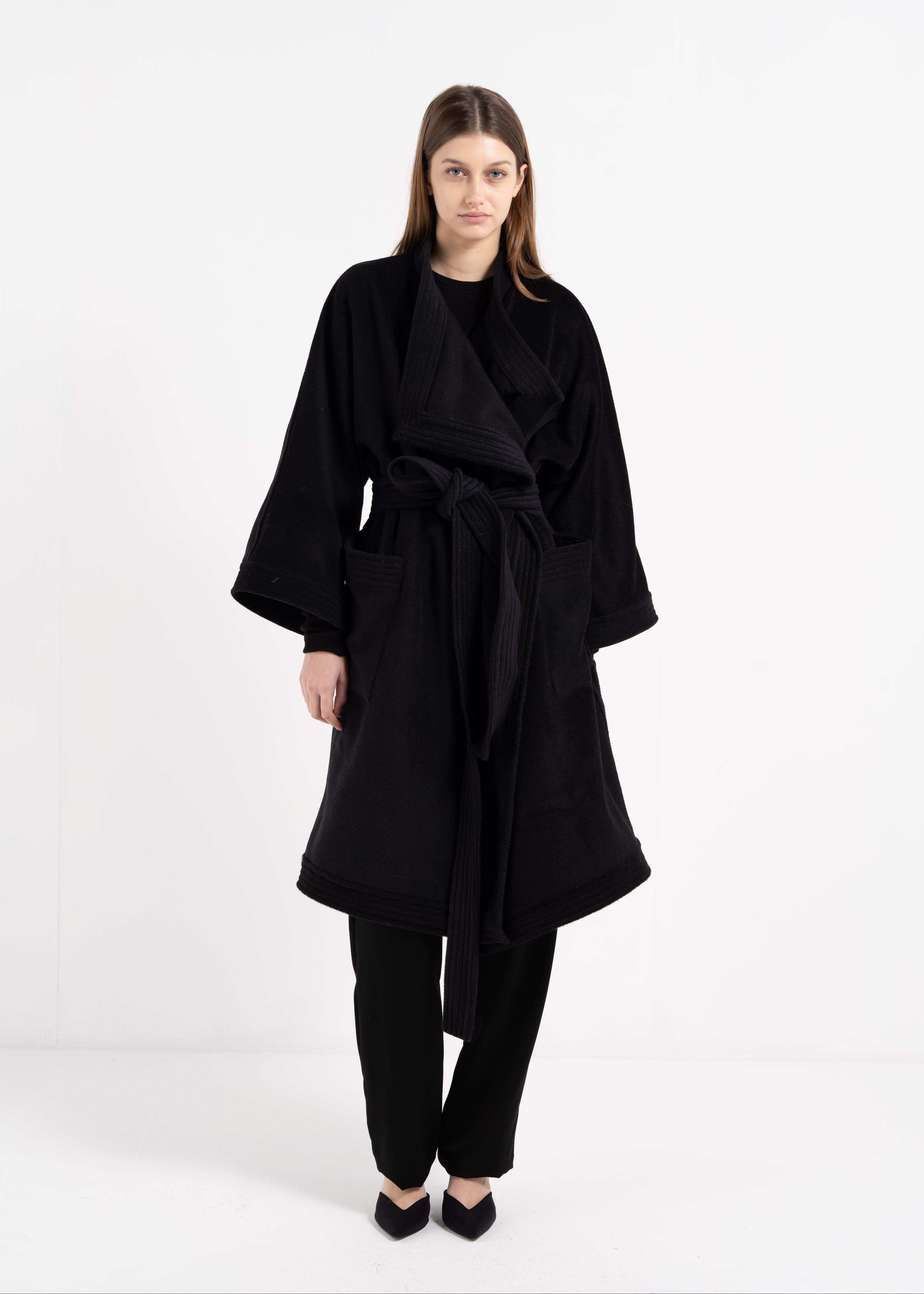 BLACK KIMONO COAT image 13