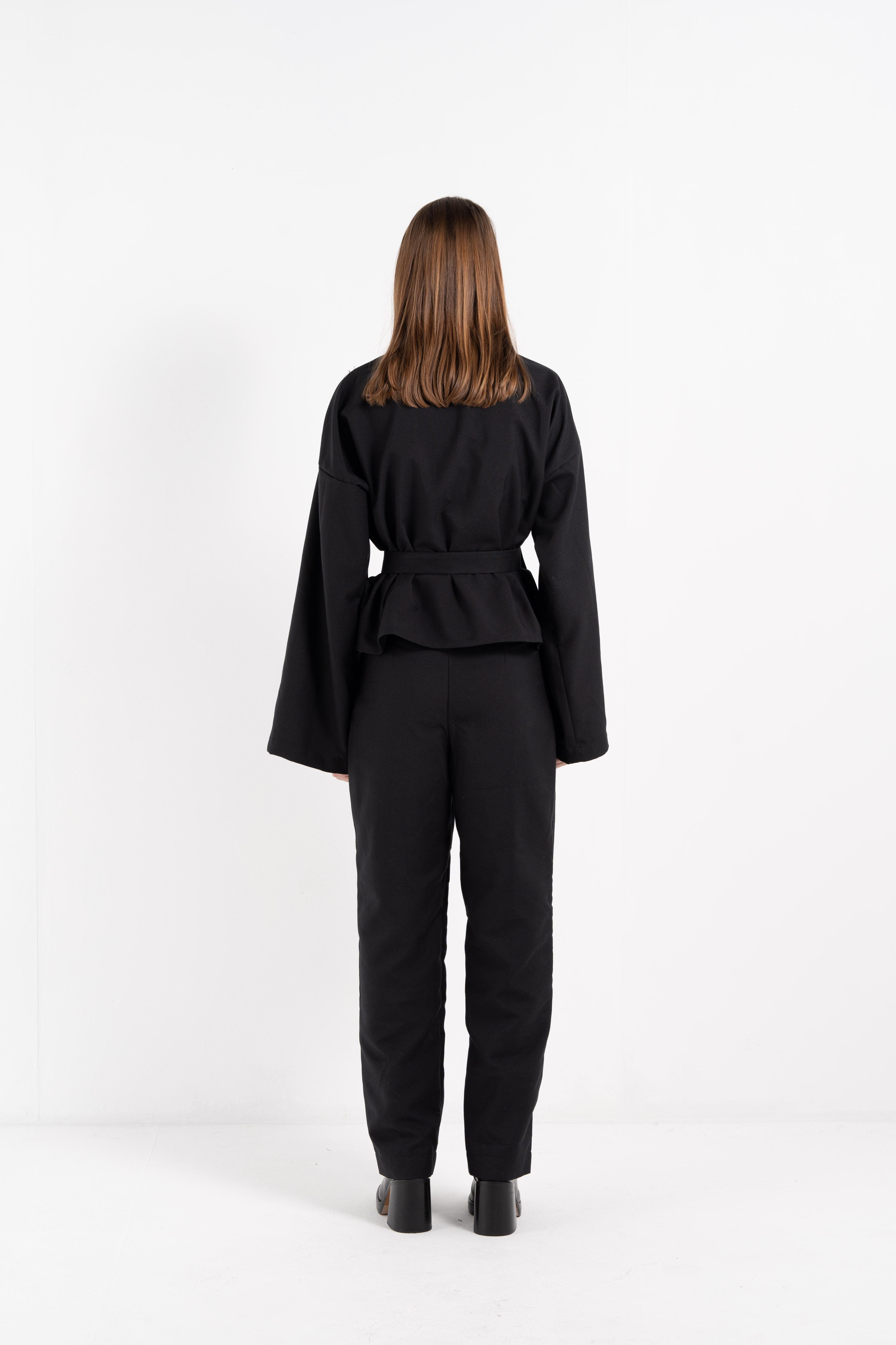 BLACK THICK WOOL KIMONO image 1