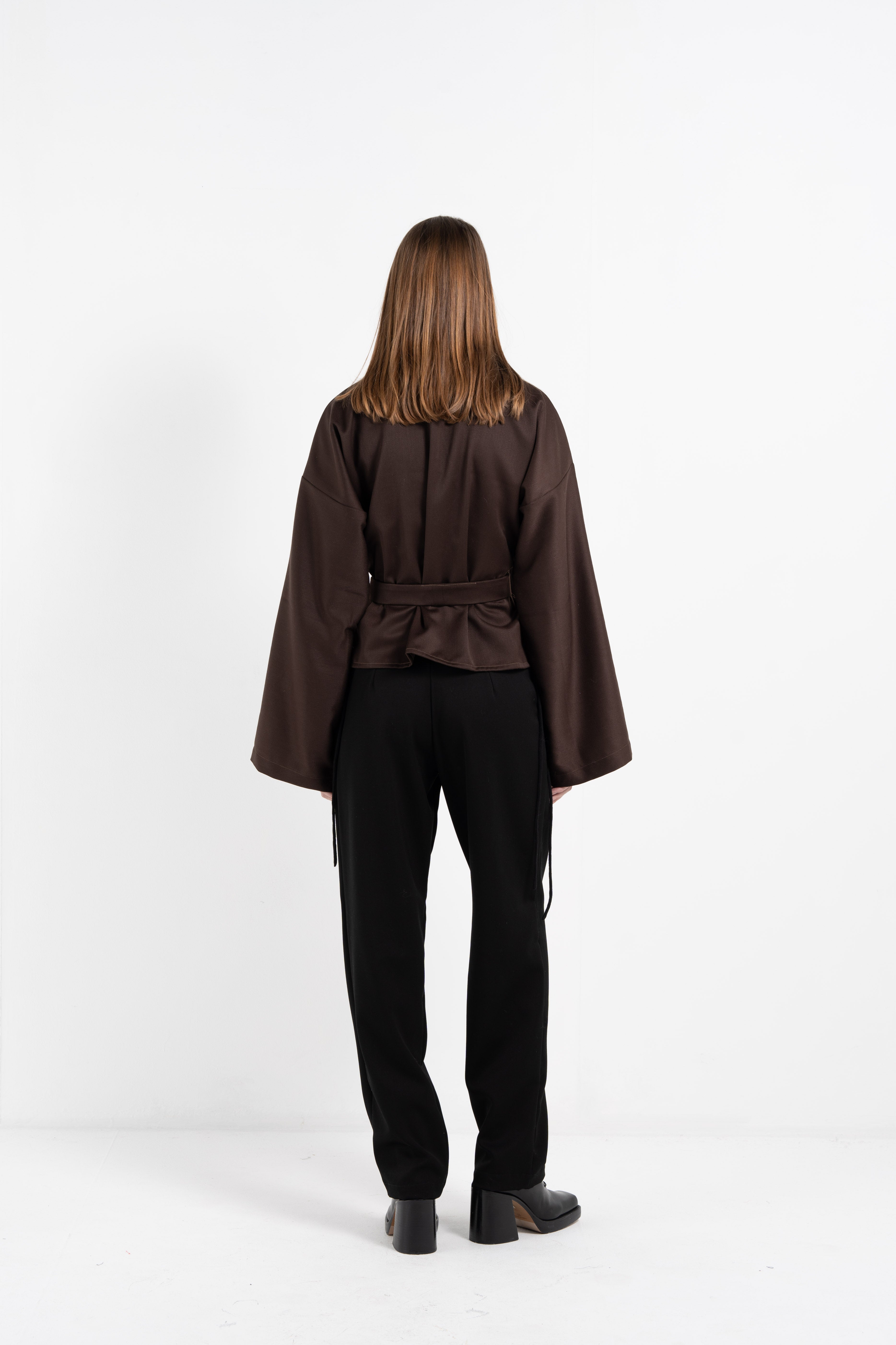 BROWN WOOL KIMONO image 4