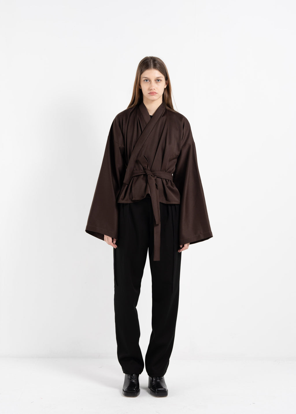 BROWN WOOL KIMONO image 0