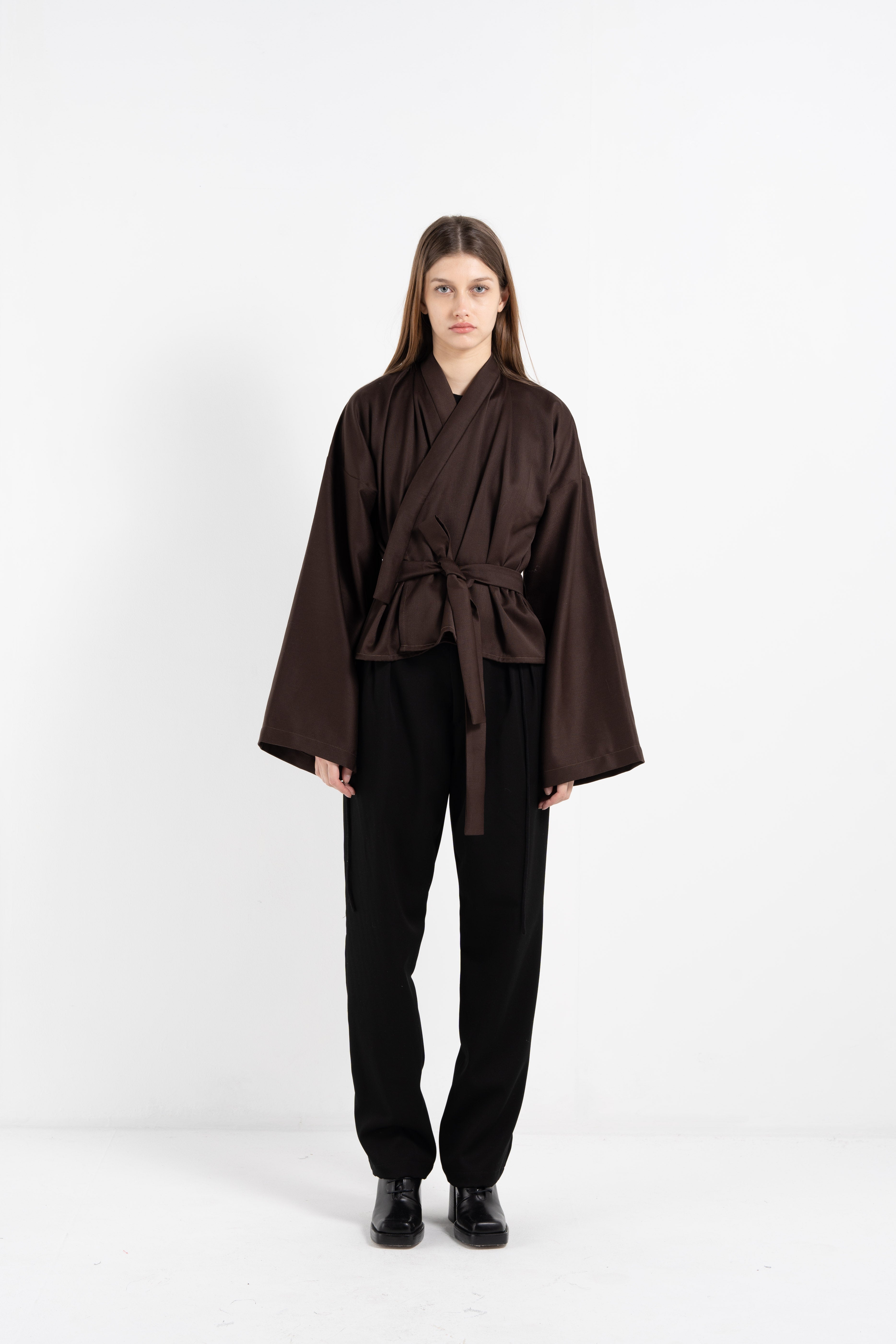 BROWN WOOL KIMONO image 0