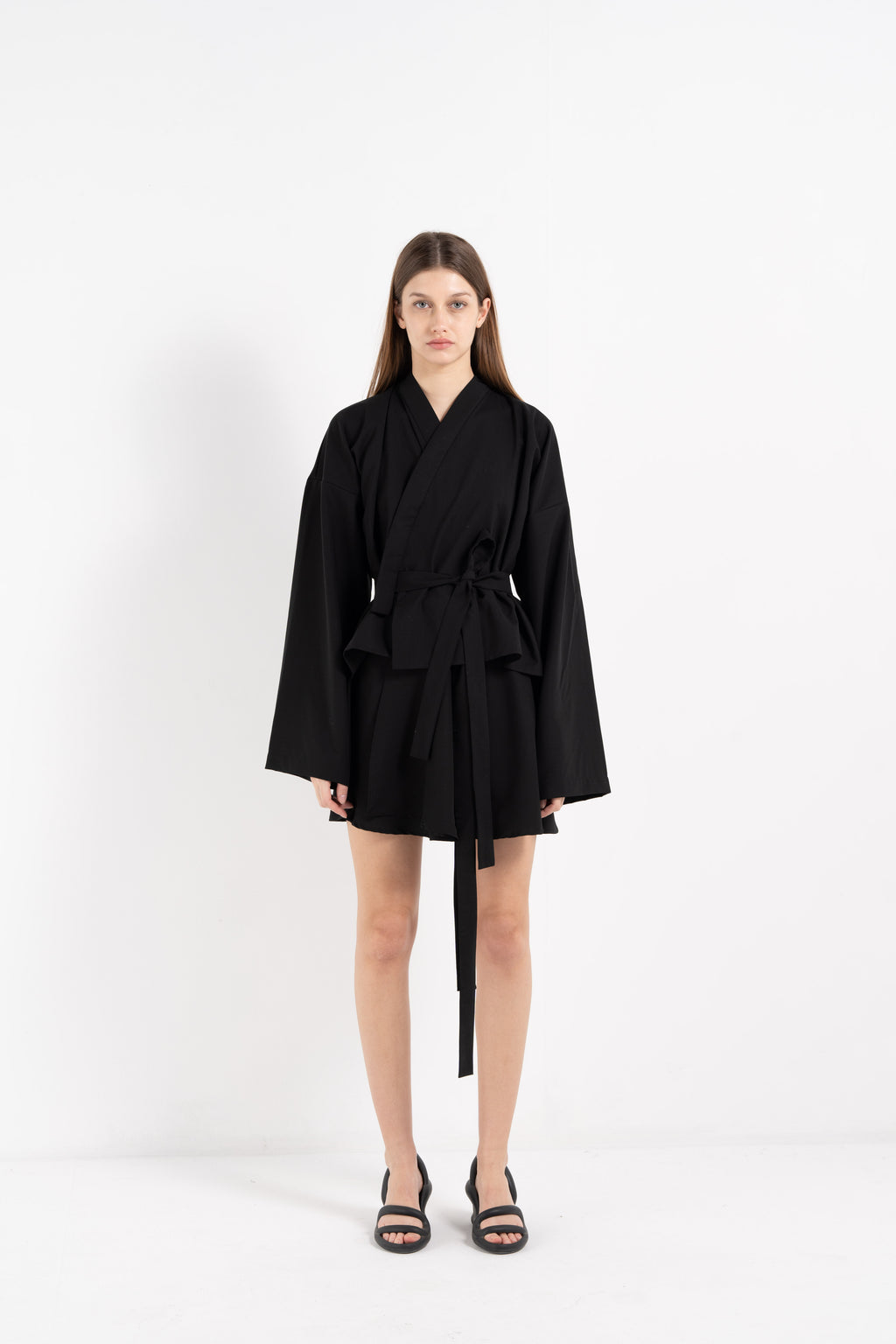 BLACK WOOL KIMONO image 0