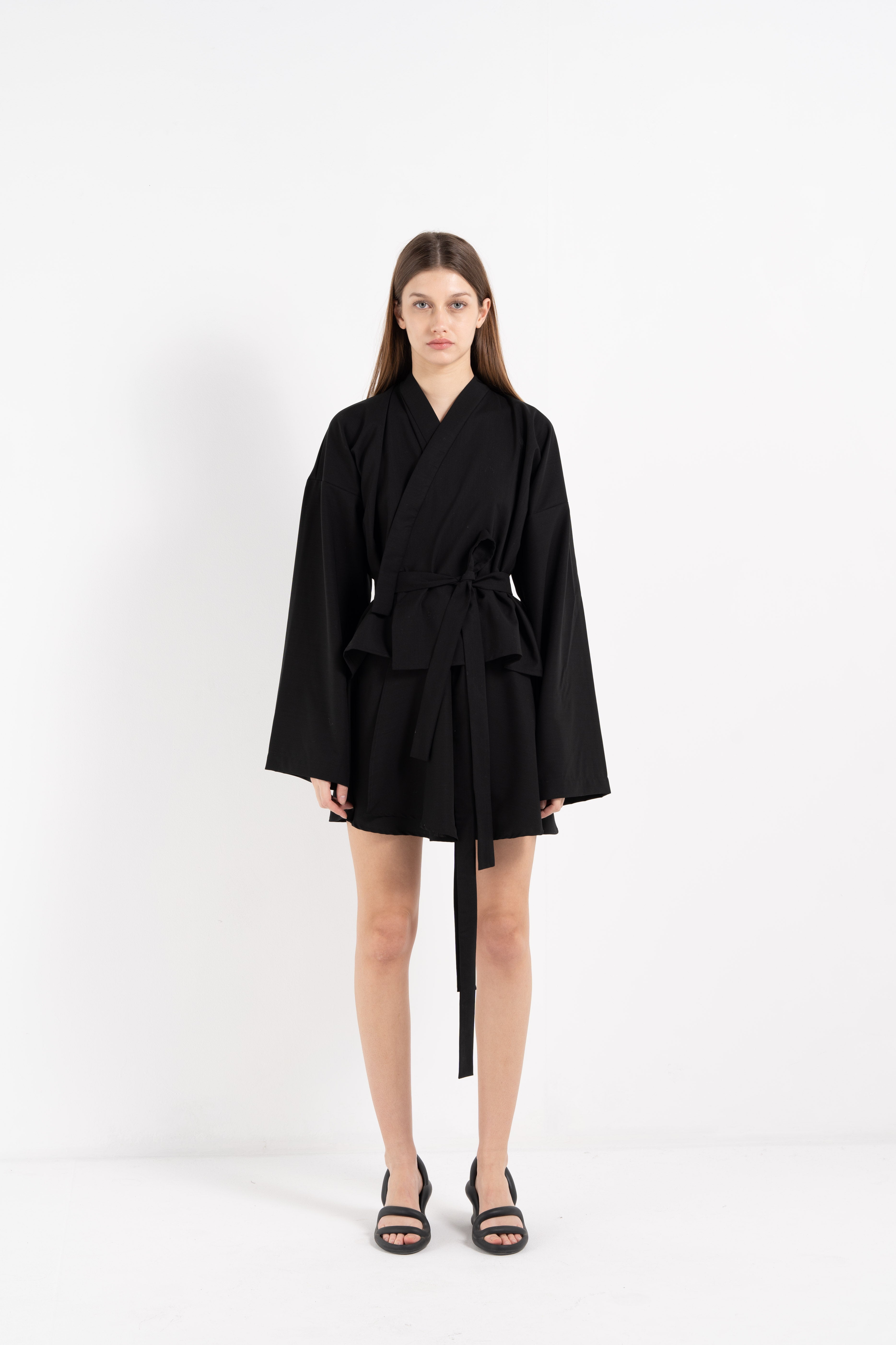 BLACK WOOL KIMONO image 0